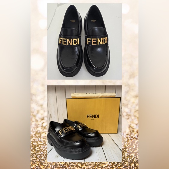 Fendi Vitello Abrasivato Fendigraphy Leather Loafers Black Sz 40 - Picture 1 of 3